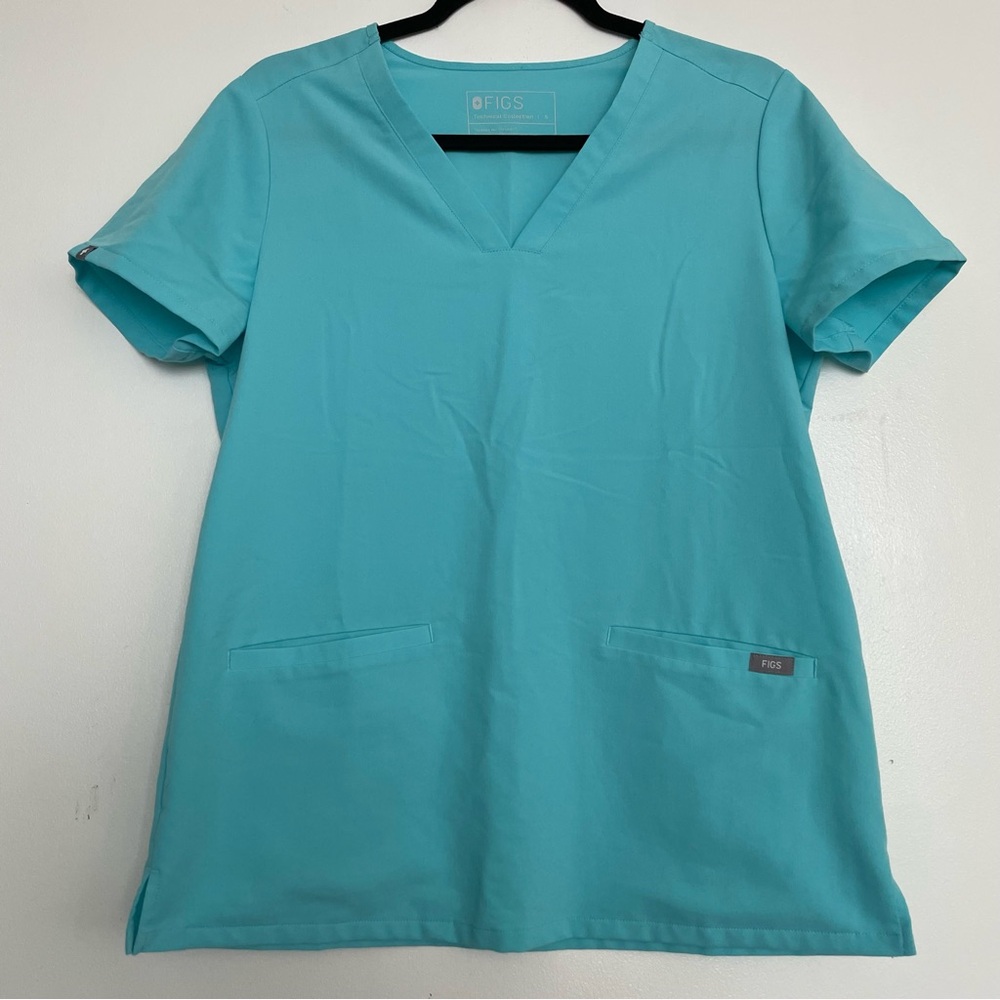 Women’s FIGS Casma Three-Pocket Scrub Top Neon Blue 1597 Size Small